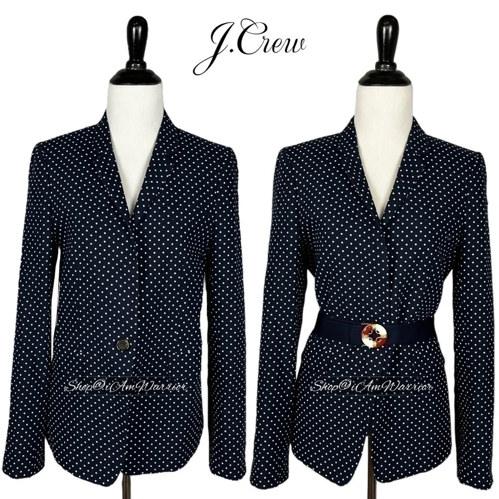 J.Crew navy Regent one button micro polka dot blazer *shop@iamwarrior